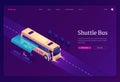 Shuttle bus isometric landing page, transportation