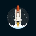 Shuttle Launch. Spaceship and space background.