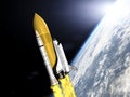 Shuttle leaving earth 3d render Royalty Free Stock Photo
