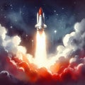 Rocket Launch Through Atmosphere Royalty Free Stock Photo