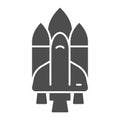 Shuttle solid icon. Rocket vector illustration isolated on white. Spaceship glyph style design, designed for web and app