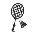 Shuttlecock and badminton racket icon. Royalty Free Stock Photo