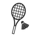 Shuttlecock and badminton racket icon. Royalty Free Stock Photo