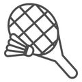 Shuttlecock and badminton racket line icon. EPS10 Royalty Free Stock Photo