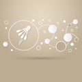 Shuttlecock, badminton, tennis icon on a brown background with elegant style and modern design infographic.