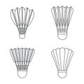 Shuttlecock equipment icon set, outline style Royalty Free Stock Photo