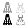 Shuttlecock icon outline set grey black color Royalty Free Stock Photo