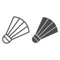 Shuttlecock line and glyph icon. Badminton vector illustration isolated on white. Sport equipment outline style design Royalty Free Stock Photo
