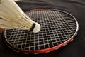 Shuttlecock with racket for badminton game Royalty Free Stock Photo