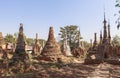 Shwe Inn Thein pagodas of Indein village in Inle Lake Royalty Free Stock Photo