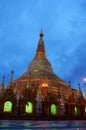 Shwedagon Pagoda or Great Dagon Pagoda at night time located in Yangon, Burma.