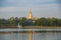 Shwedagon pagoda from kandawgyi lake, Yangon, Myanmar Royalty Free Stock Photo