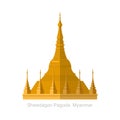 Shwedagon Pagoda in Yangon, Myanma symbol icon