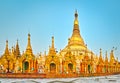 Shwedagon pagoda in Yangon. Myanmar. Panorama