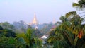 Shwedagon through the palms, Yangon, Myanmar