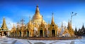 Shwedagon Paya pagoda Myanmer famous sacred place and tourist attraction landmark.