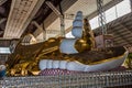 The feet of the colossal statue of reclining Buddha in Bago, Myanmar Royalty Free Stock Photo