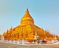 Shwezigon pagoda in Bagan. Myanmar. Panorama Royalty Free Stock Photo