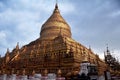 Shwezigon Pagoda Paya of burmese temple for burma people and foreign traveler travel visit respect praying in Nyaung U town at Royalty Free Stock Photo