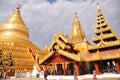 Shwezigon Pagoda Paya of burmese temple for burma people foreign traveler travel visit respect praying in Nyaung U town at Bagan Royalty Free Stock Photo