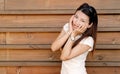 Shy Asian modern lady Royalty Free Stock Photo