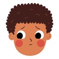 Shy boy face. Embarrassed kid emotion. Close up portrait of confused character Royalty Free Stock Photo