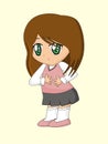 Shy Cartoon Girl in Vest