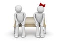 Shy couple on a bench Royalty Free Stock Photo