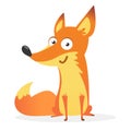 Shy cute cartoon fox. Vector illustration of fox sitting. Great for decoration or sticker design. Royalty Free Stock Photo