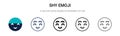 Shy emoji icon in filled, thin line, outline and stroke style. Vector illustration of two colored and black shy emoji vector icons Royalty Free Stock Photo
