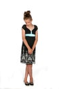 Shy girl in black dress Royalty Free Stock Photo