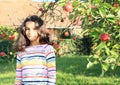 Girl under apple tree Royalty Free Stock Photo