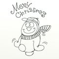 Penguin with sports cap   Christmas coloring page Royalty Free Stock Photo