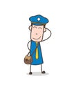 Shy Postman Smiling Face Vector Illustration Royalty Free Stock Photo
