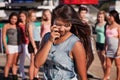 Shy Teenage Girl Looking Down Royalty Free Stock Photo