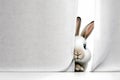 Rabbit hiding behind curtain, AI generative