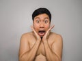 Shy topless man. Royalty Free Stock Photo