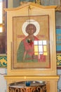 Ancient icon of an orthodox saint in the Church of Our Lady of Kazan