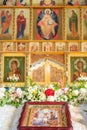 Iconostasis in the temple in honor