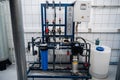 SHYMKENT, KAZAKHSTAN - JANUARY 30, 2023: Reverse osmosis system for water purification and filtration at beer production