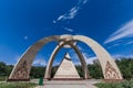 SHYMKENT, KAZAKHSTAN - JULY 07, 2023: Monument of 550 years of the Kazakh Khanate in Shymkent