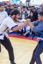 Shymkent, KAZAKHSTAN - 22 March 2017: Celebration of the Kazakh holiday NARIYZ. Competition wrestlers