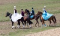 Shymkent, KAZAKHSTAN - 22 March 2017: Celebration of the Kazakh holiday NARIYZ. Competitions on horses