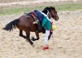 Shymkent, KAZAKHSTAN - 22 March 2017: Celebration of the Kazakh holiday NARIYZ. Competitions on horses