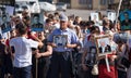 Shymkent, KAZAKHSTAN - May 9, 2017: Immortal regiment. Folk festivals of people. The feast of the victory of the Red