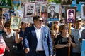 Shymkent, KAZAKHSTAN - May 9, 2017: Immortal regiment. Folk festivals of people. The feast of the victory of the Red