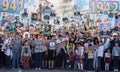 Shymkent, KAZAKHSTAN - May 9, 2017: Immortal regiment. Folk festivals of people. The feast of the victory of the Red