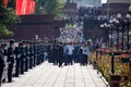 Shymkent, KAZAKHSTAN - May 9, 2017: Immortal regiment. Folk festivals of people. The feast of the victory of the Red