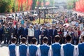Shymkent, KAZAKHSTAN - May 9, 2017: Immortal regiment. Folk festivals of people. The feast of the victory of the Red