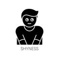 Shyness black glyph icon